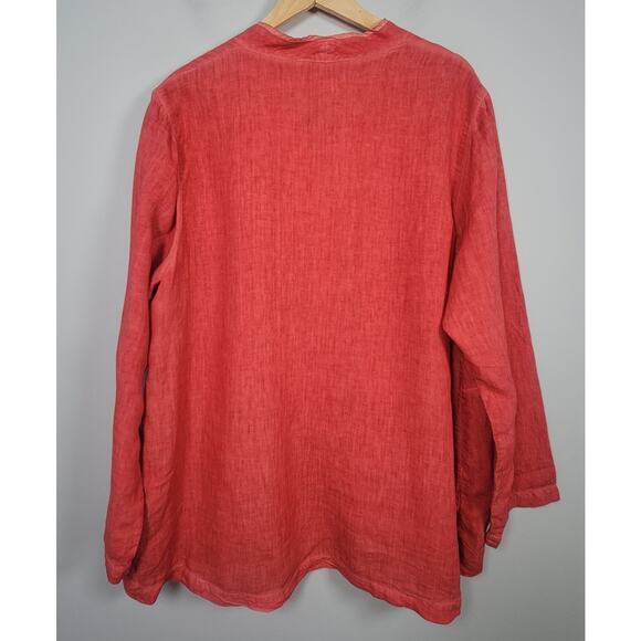 Elemente Clemente Linen Blazer Womens 3 (L) Red Oversized Jacket Button Pockets - Picture 2 of 14
